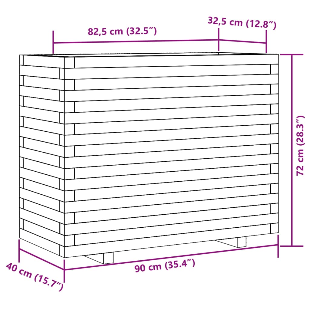 Fioriera Giardino Marrone Cera 90x40x72 cm Legno Massello Pino