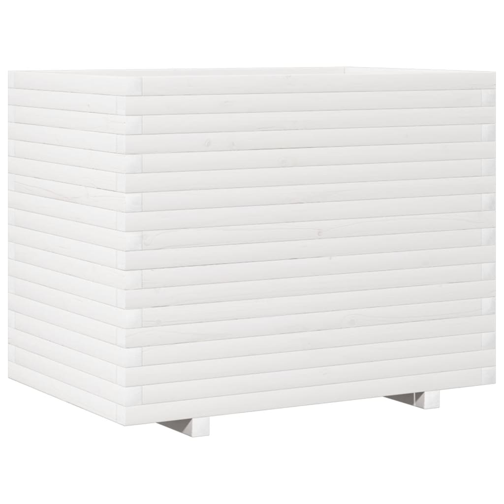 Fioriera da Giardino Bianca 90x60x72 cm Legno Massello di Pino