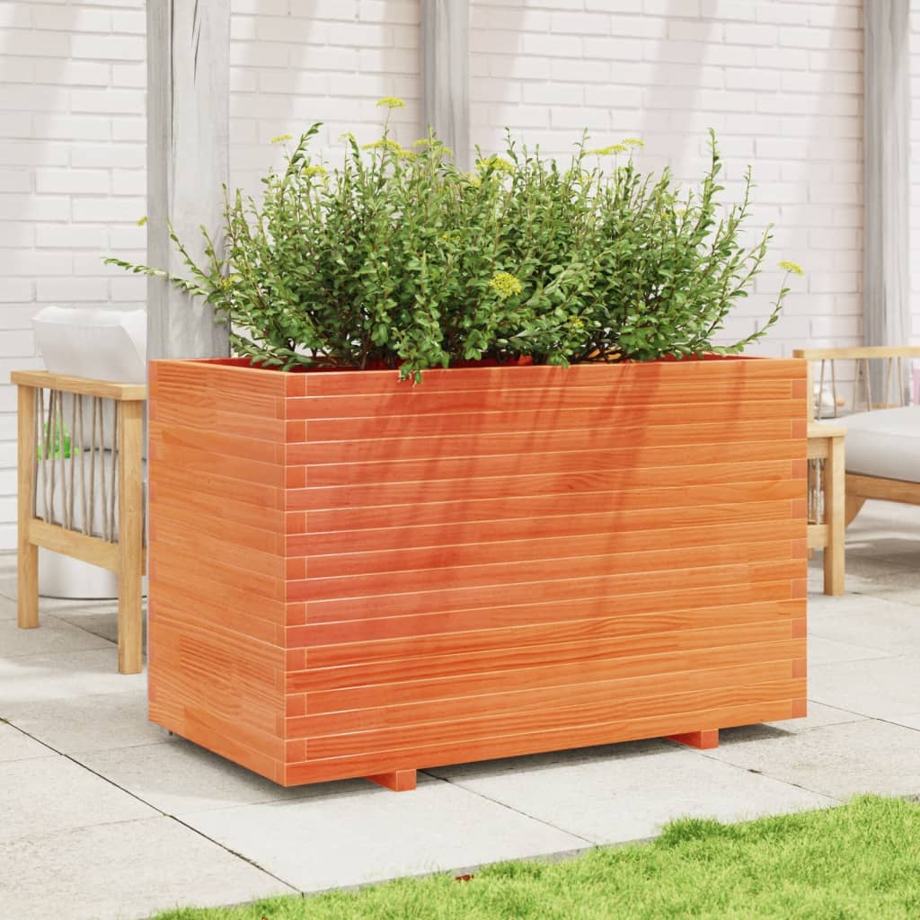 Fioriera Giardino Marrone Cera 110x60x72 cm Legno Massello Pino