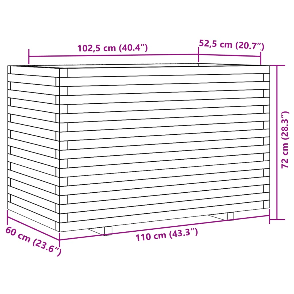 Fioriera Giardino Marrone Cera 110x60x72 cm Legno Massello Pino