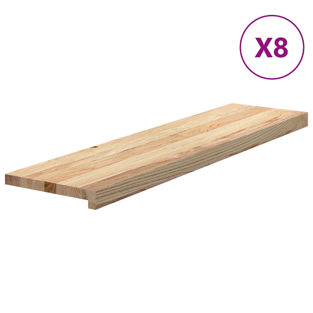 Gradini 8 pz 100x25x2 cm in Rovere Massello Non Trattato