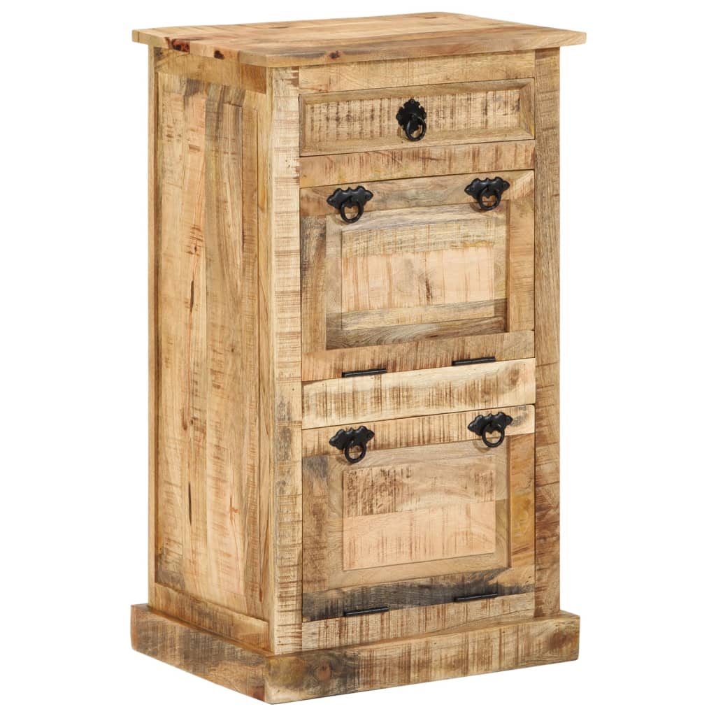 Scarpiera 4 Livelli con Cassetto Legno Massello di Mango Grezzo