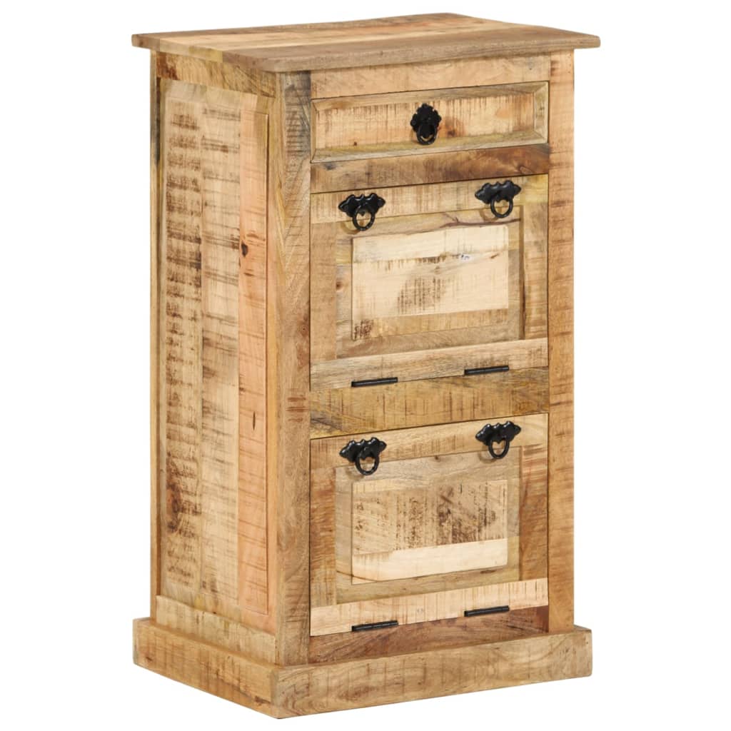 Scarpiera 4 Livelli con Cassetto Legno Massello di Mango Grezzo