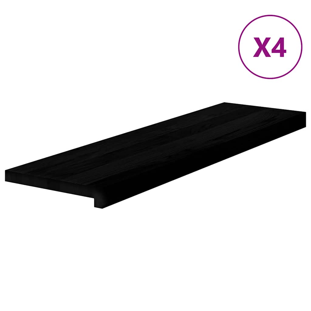 Gradini 4 pz Marrone-nero 90x25x2 cm Legno Massello Rovere