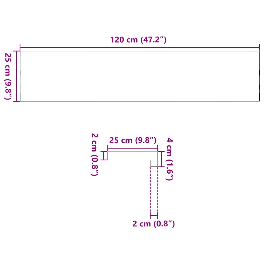 Gradini 4 pz Marrone Scuro 120x25x2 cm Legno Massello Rovere