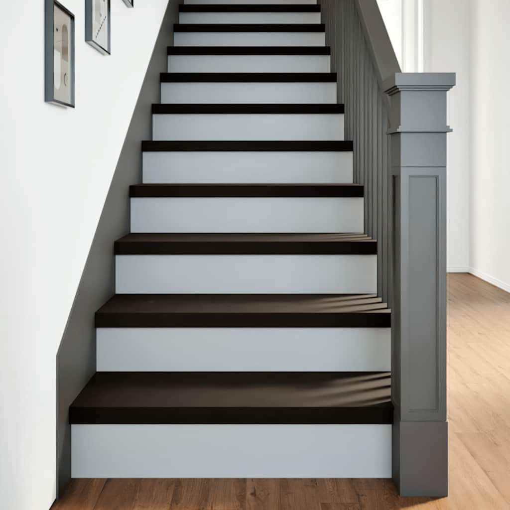 Gradini 12 pz Marrone-nero 80x25x2 cm Legno Massello Rovere