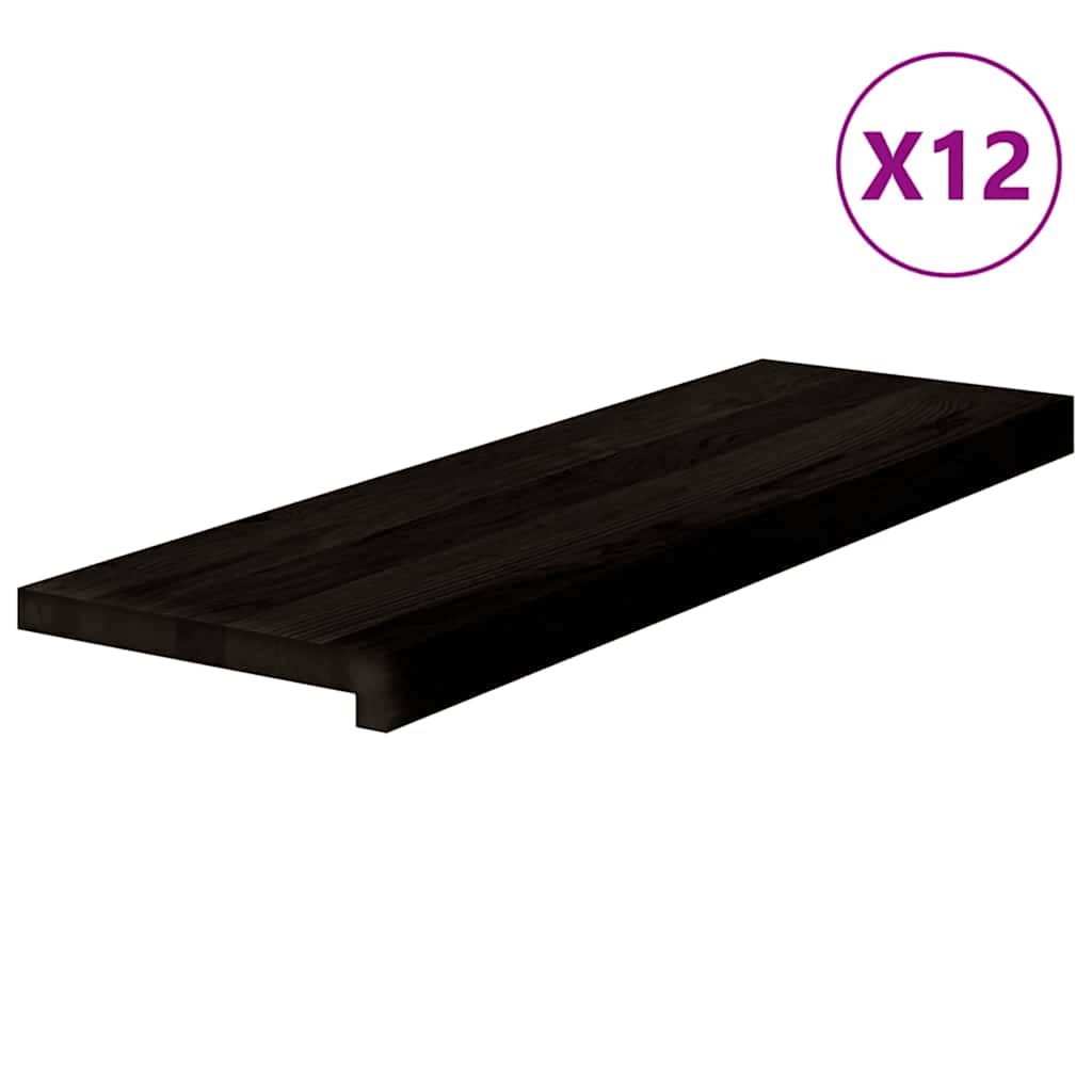 Gradini 12 pz Marrone-nero 80x25x2 cm Legno Massello Rovere
