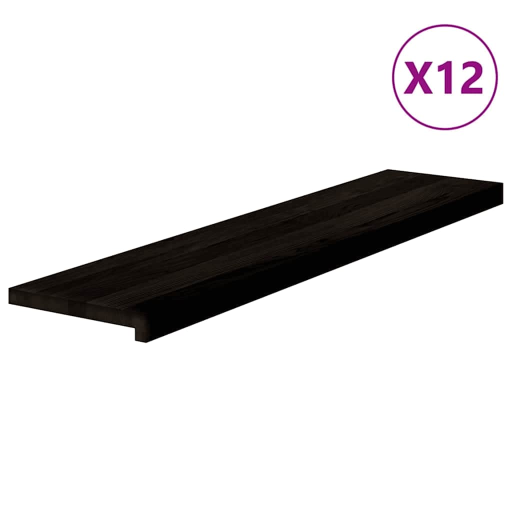 Gradini 12 pz Marrone-nero 110x25x2 cm Legno Massello Rovere