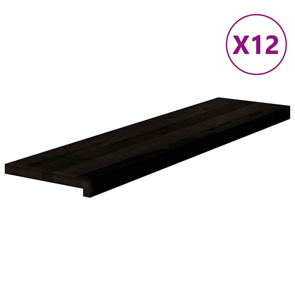 Gradini 12 pz Marrone-nero 100x30x2 cm Legno Massello Rovere
