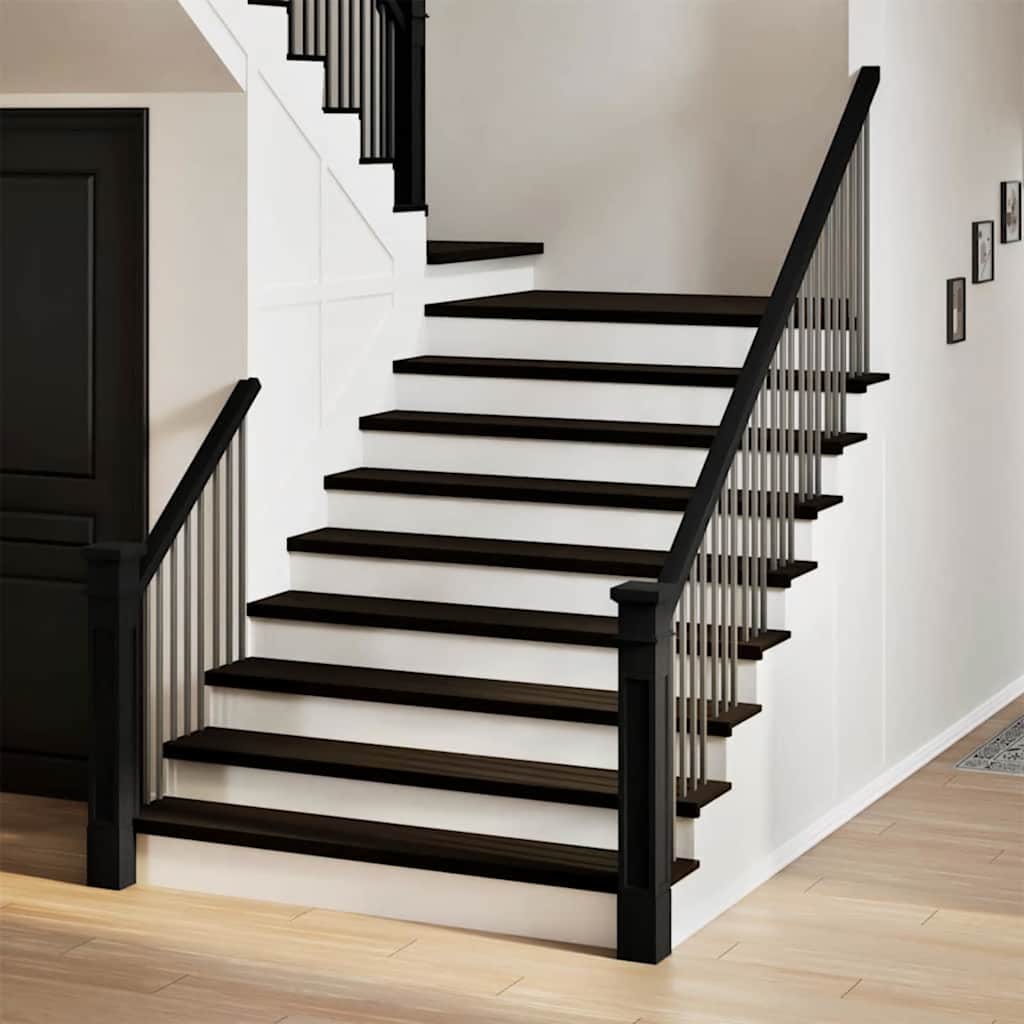 Gradini 12 pz Marrone-nero 120x30x2 cm Legno Massello Rovere