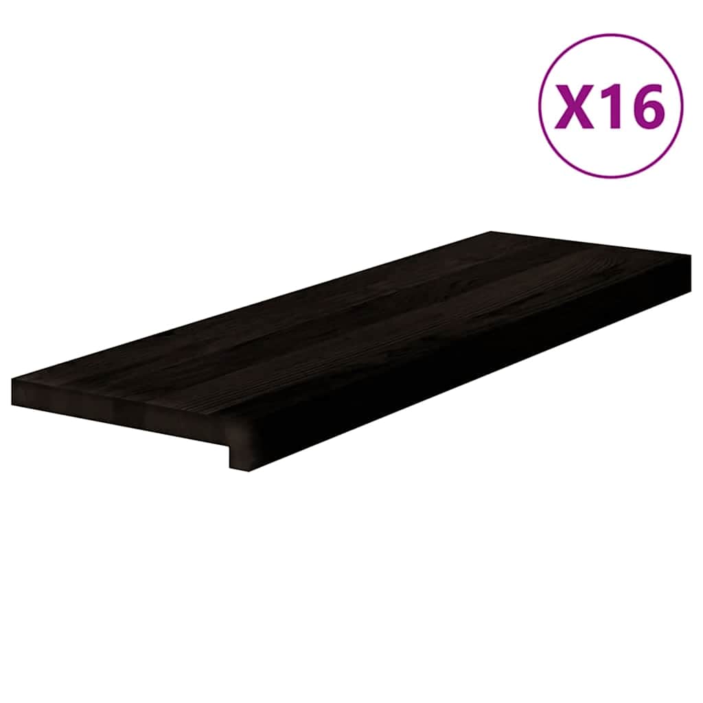 Gradini 16 pz Marrone-nero 80x25x2 cm Legno Massello Rovere