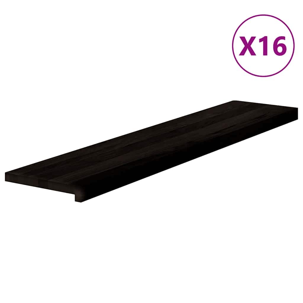 Gradini 16 pz Marrone-nero 120x30x2 cm Legno Massello Rovere