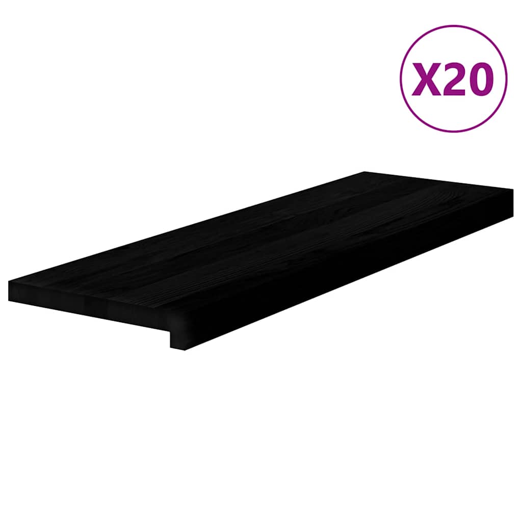 Gradini 20 pz Marrone-nero 80x25x2 cm Legno Massello Rovere