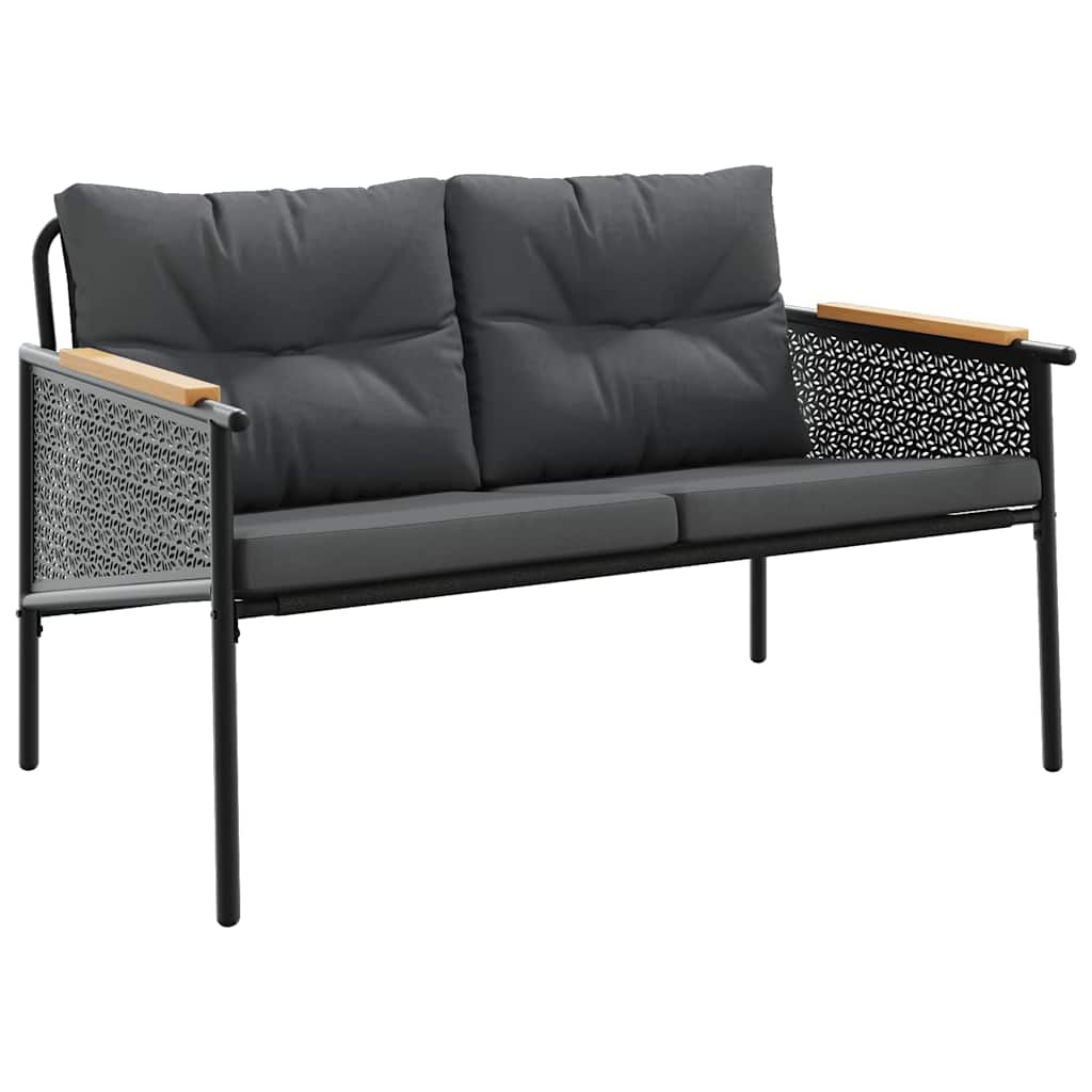 Set Mobili da Balcone 5 pz con Cuscini Nero in Acciaio