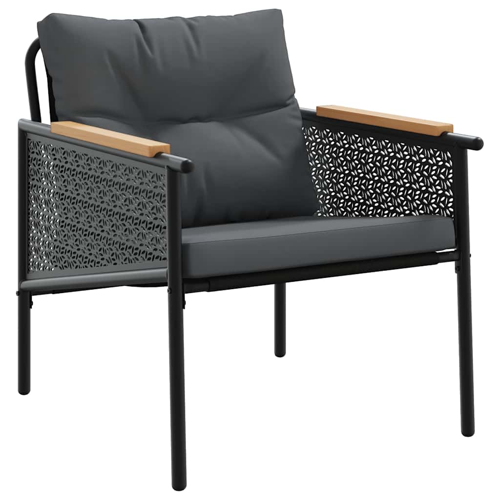 Set Mobili da Balcone 5 pz con Cuscini Nero in Acciaio