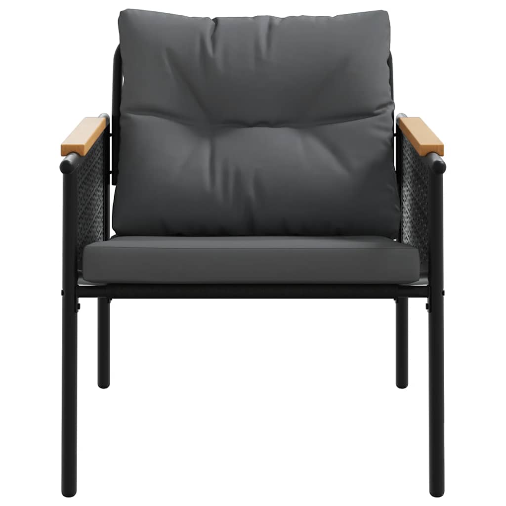 Set Mobili da Balcone 5 pz con Cuscini Nero in Acciaio