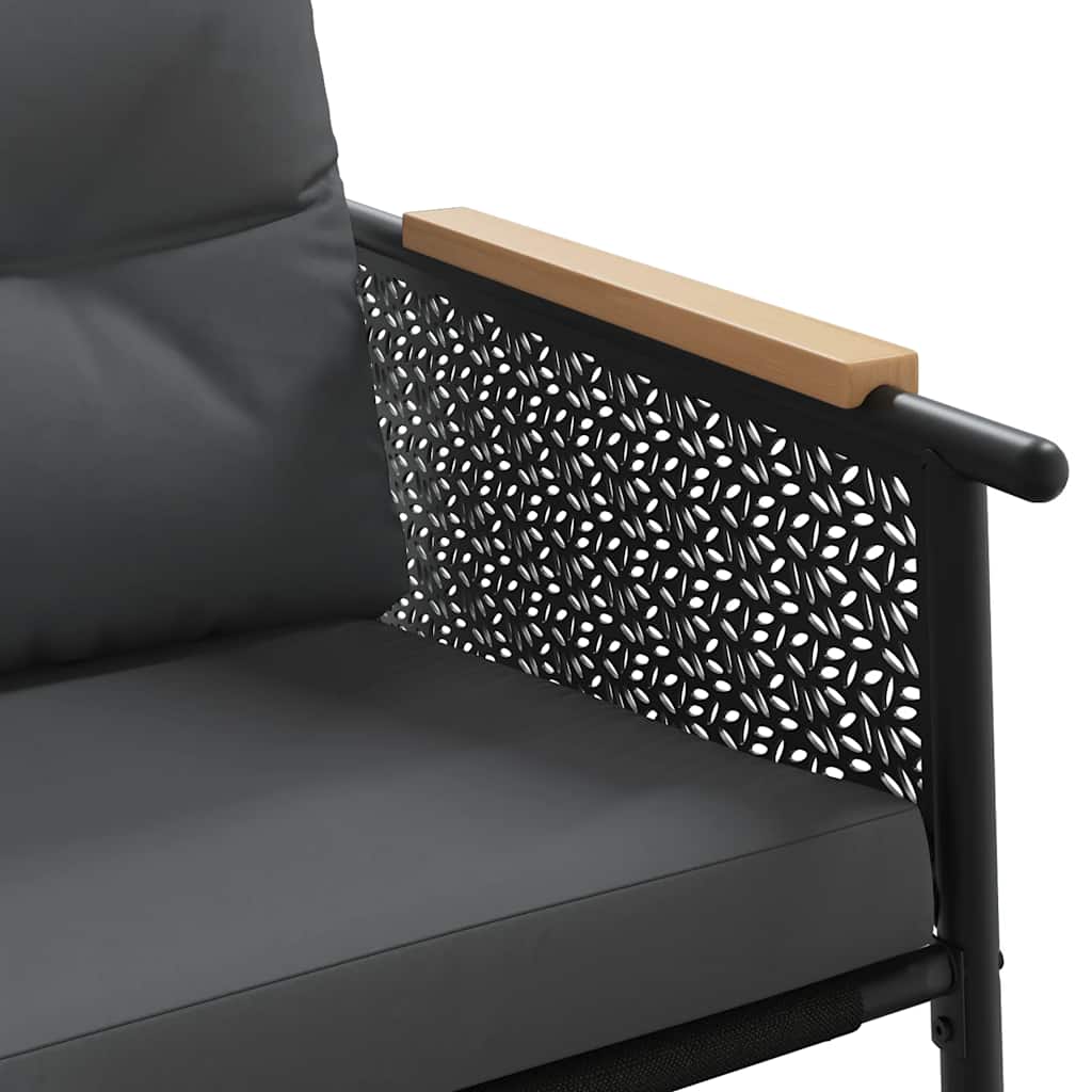Set Mobili da Balcone 5 pz con Cuscini Nero in Acciaio