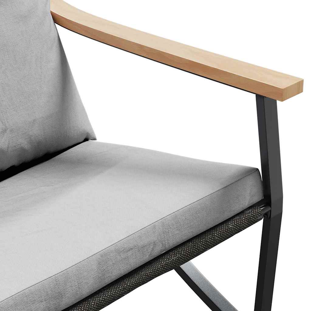 Set Mobili da Balcone 5 pz con Cuscini Nero in Acciaio