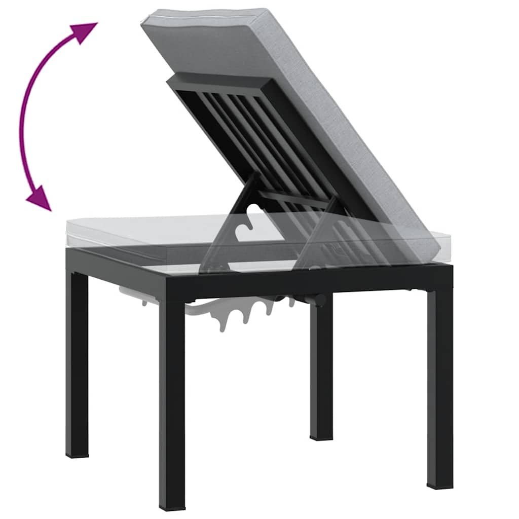 Set Panche Giardino Cuscini 4pz Nero Acciaio Verniciato Polvere
