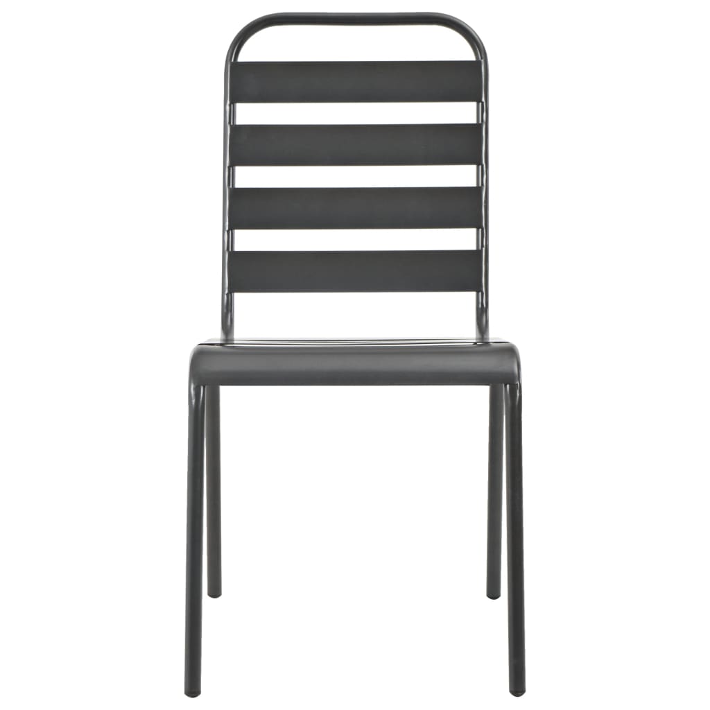 Set Sedie Giardino Impilabili 7pz Antracite Acciaio Verniciato