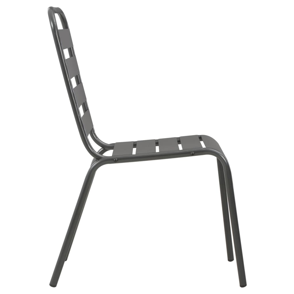 Set Sedie Giardino Impilabili 7pz Antracite Acciaio Verniciato