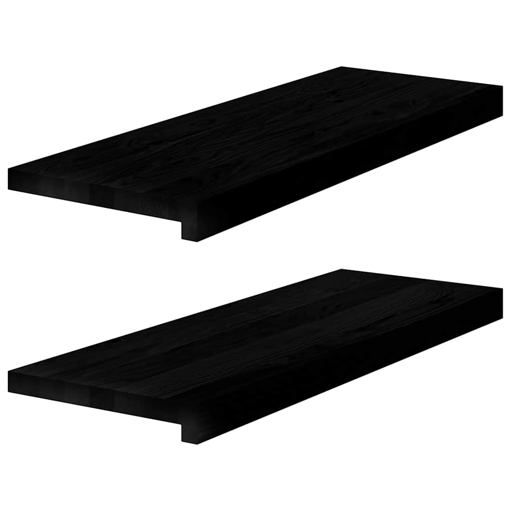 Gradini 2 pz Marrone-nero 70x25x2 cm Legno Massello Rovere