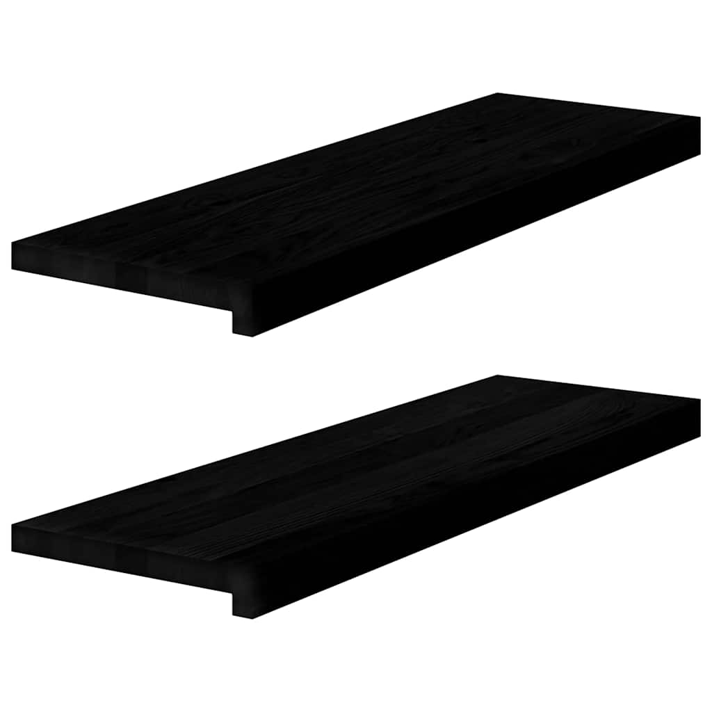 Gradini 2 pz Marrone-nero 80x25x2 cm Legno Massello Rovere
