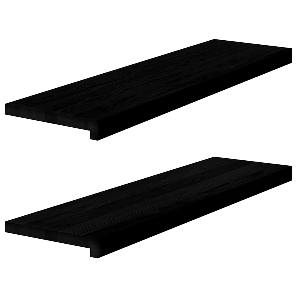 Gradini 2 pz Marrone-nero 90x25x2 cm Legno Massello Rovere