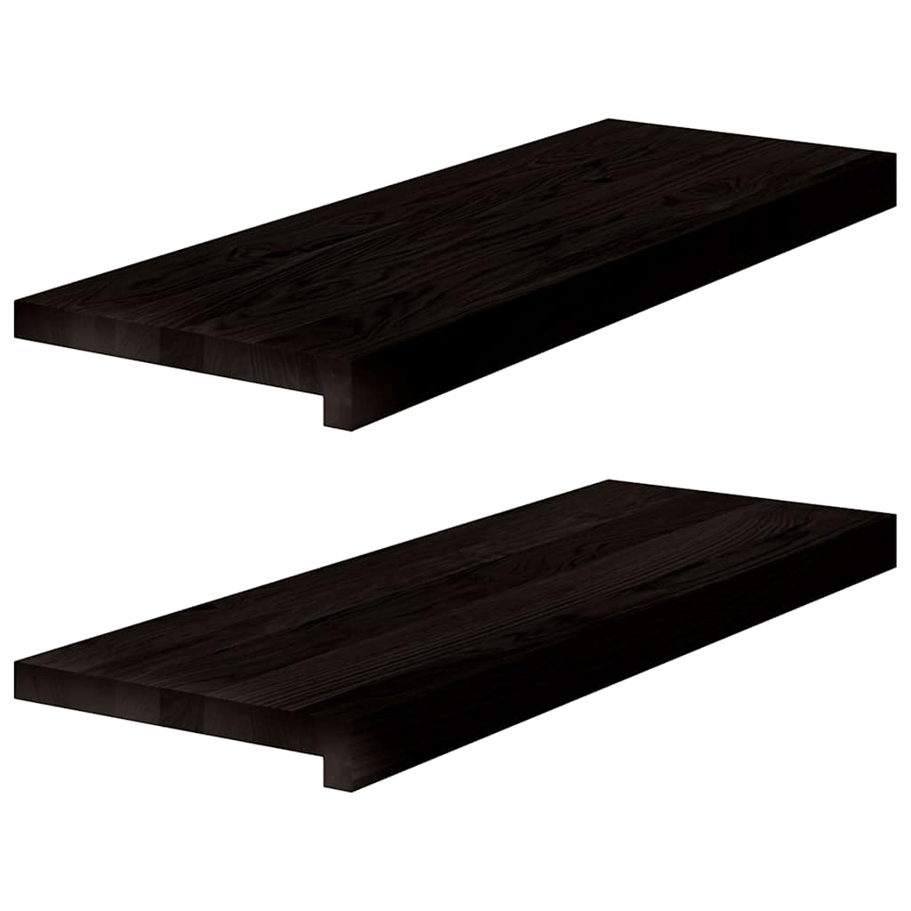 Gradini 2 pz Marrone-nero 70x30x2 cm Legno Massello Rovere