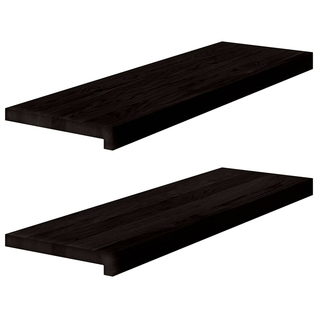 Gradini 2 pz Marrone-nero 80x30x2 cm Legno Massello Rovere