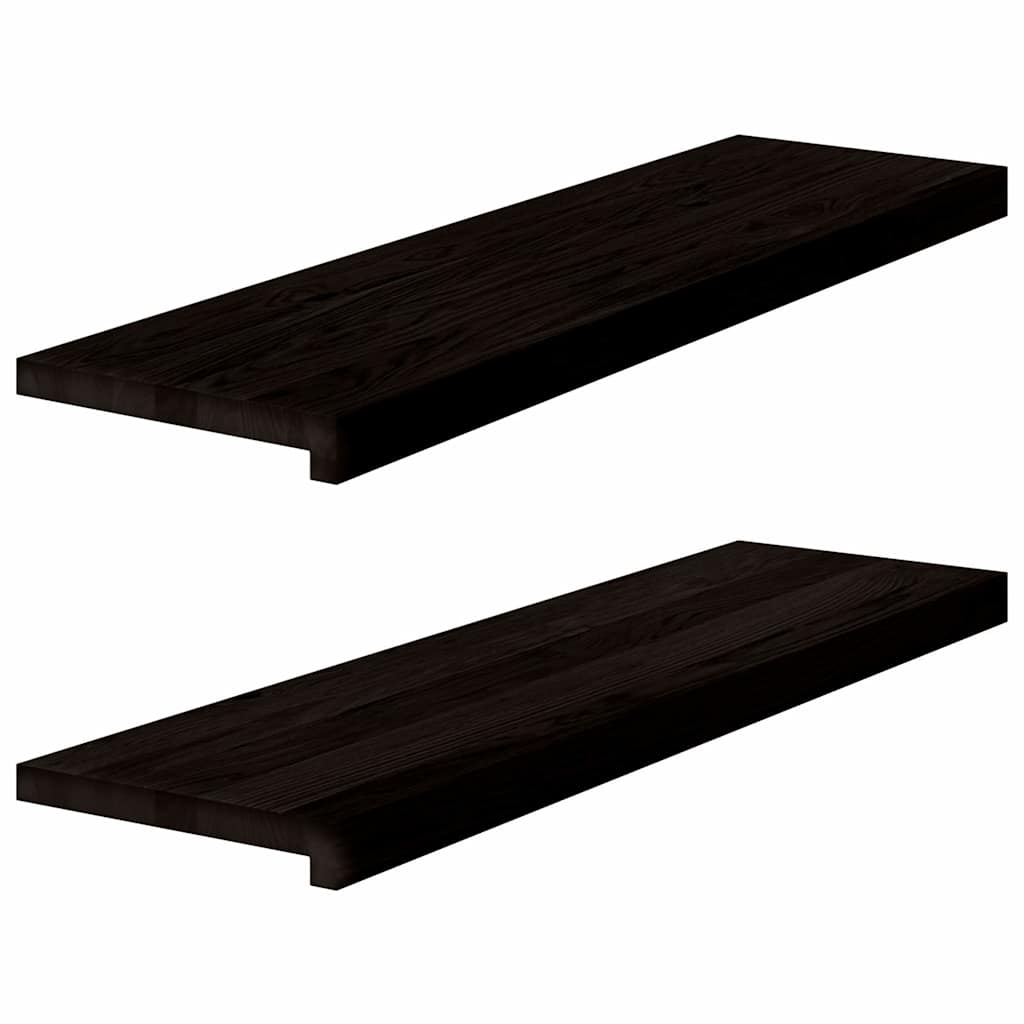 Gradini 2 pz Marrone-nero 90x30x2 cm Legno Massello Rovere