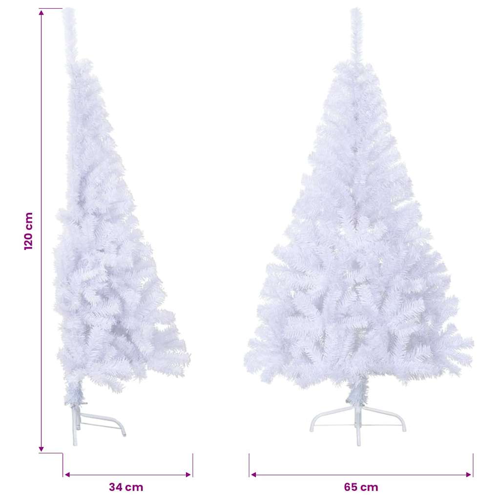 Albero di Natale Artificiale Metà con Supporto Bianco 120cm PVC