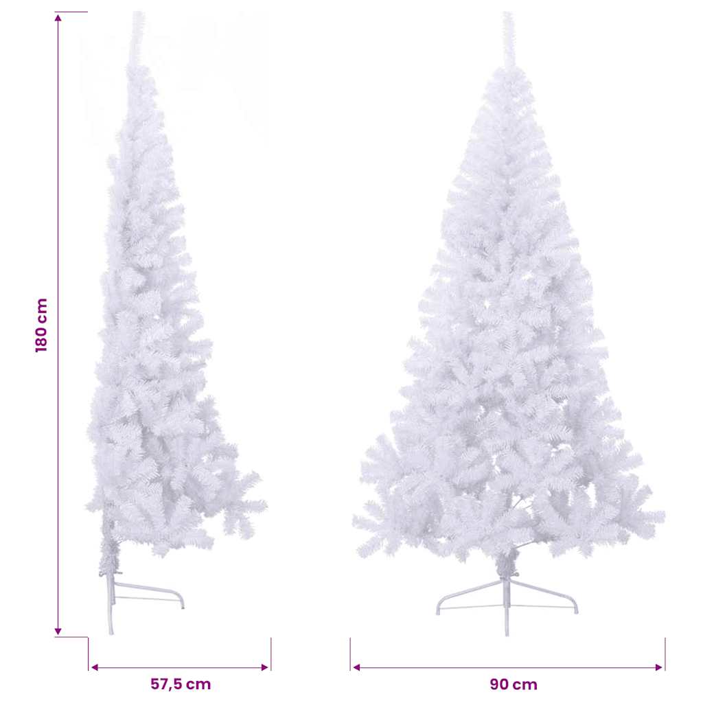 Albero di Natale Artificiale Metà con Supporto Bianco 180cm PVC