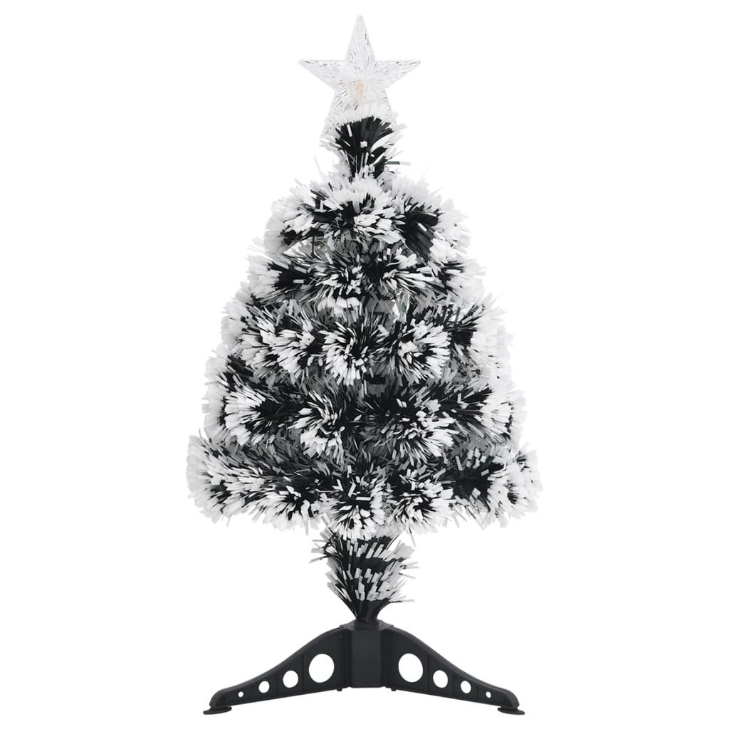Albero di Natale Preilluminato Verde e Bianco 64cm Fibra Ottica