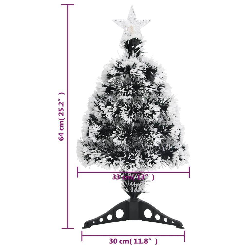 Albero di Natale Preilluminato Verde e Bianco 64cm Fibra Ottica