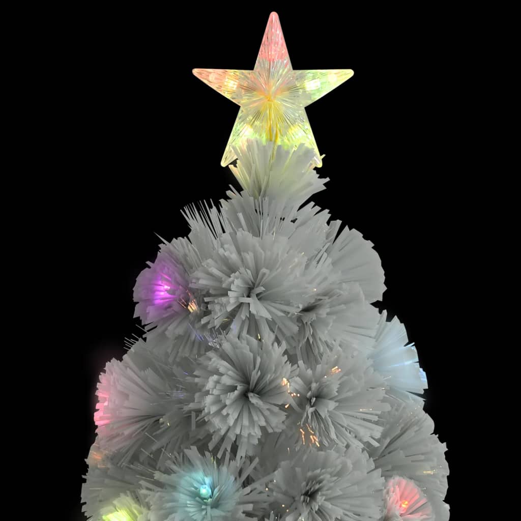 Albero Natale Preilluminato Bianco 150 cm in Fibra Ottica
