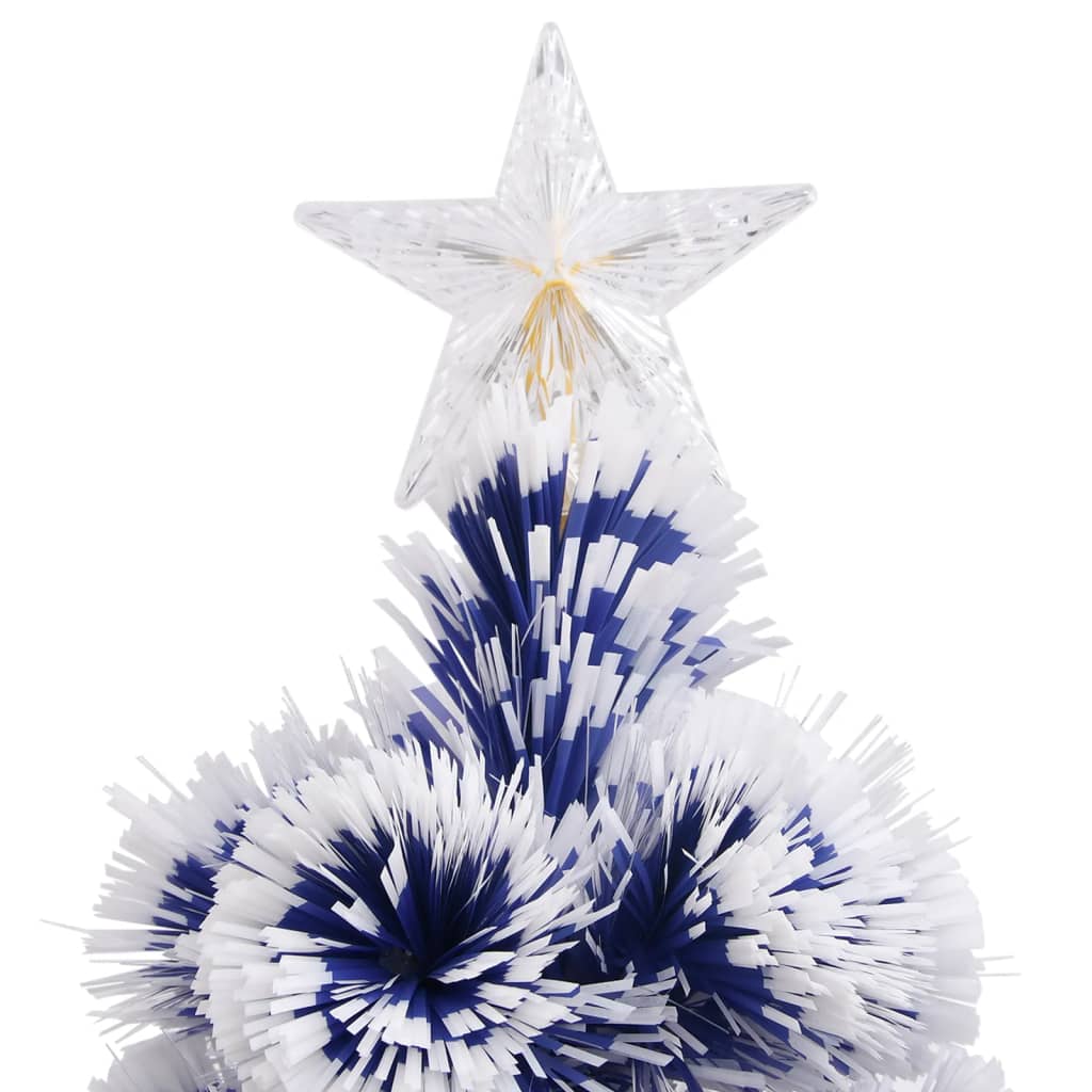 Albero Natale Preilluminato Bianco e Blu 210 cm in Fibra Ottica