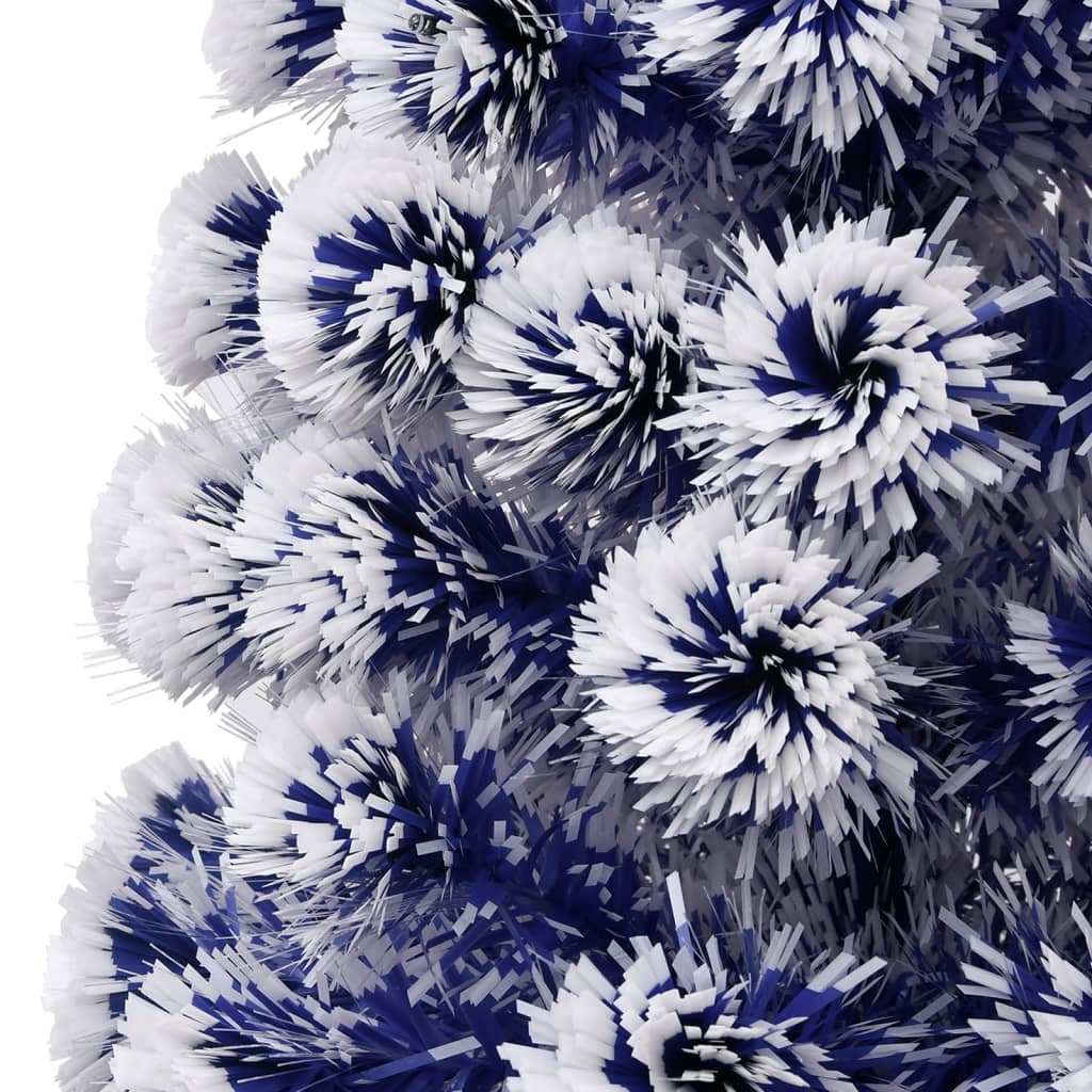 Albero Natale Preilluminato Bianco e Blu 210 cm in Fibra Ottica