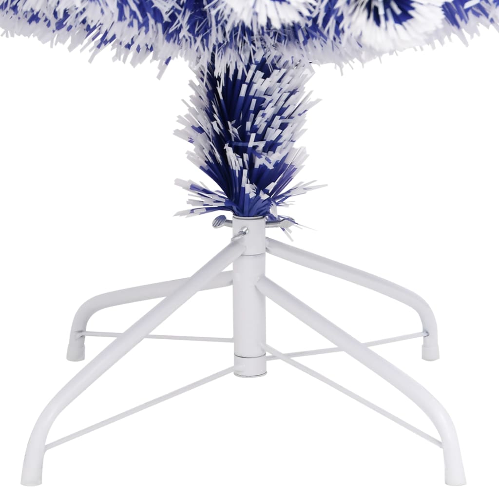 Albero Natale Preilluminato Bianco e Blu 240 cm in Fibra Ottica
