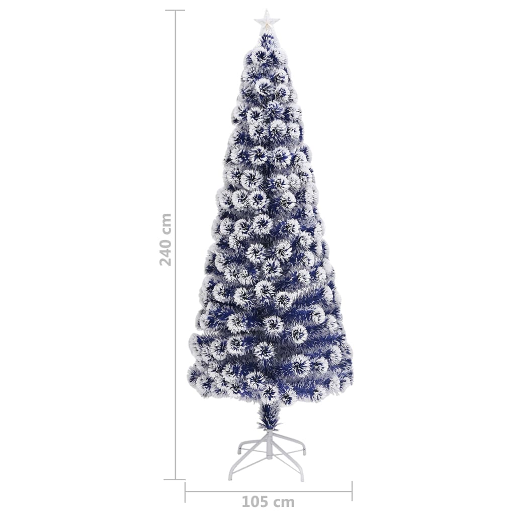 Albero Natale Preilluminato Bianco e Blu 240 cm in Fibra Ottica