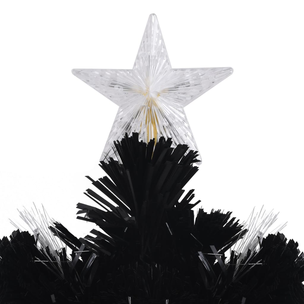 Albero Natale con Fiocchi di Neve a LED Nero 180cm Fibra Ottica