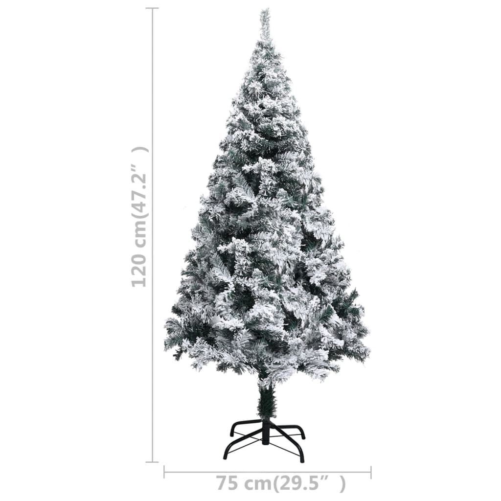 Albero di Natale Artificiale con Neve Fioccata Verde 120 cm PVC