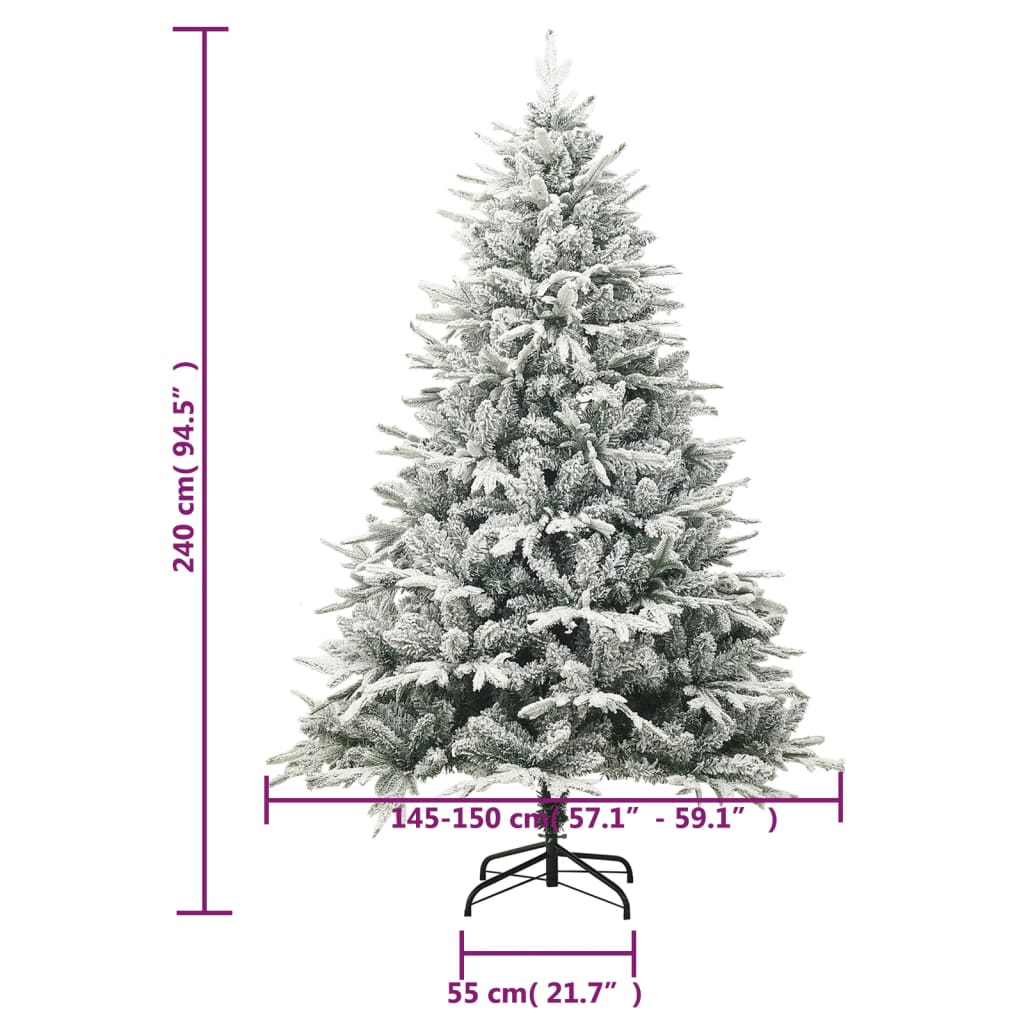 Albero di Natale Artificiale con Neve Verde 240 cm in PVC e PE