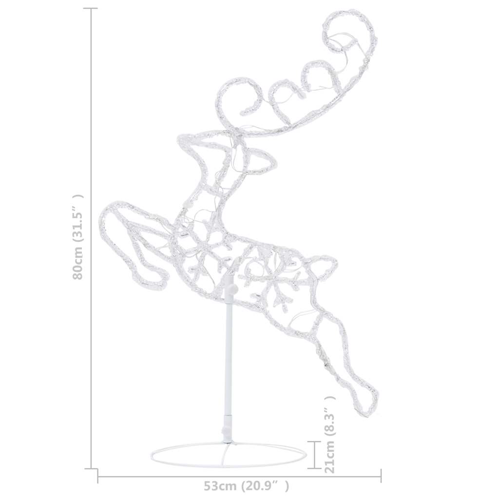 Decorazione Slitta Renne in Acrilico 260x21x87cm Bianco Caldo