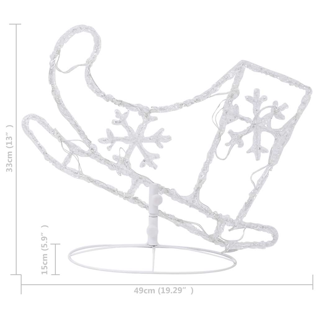 Decorazione Slitta Renne in Acrilico 260x21x87cm Bianco Caldo