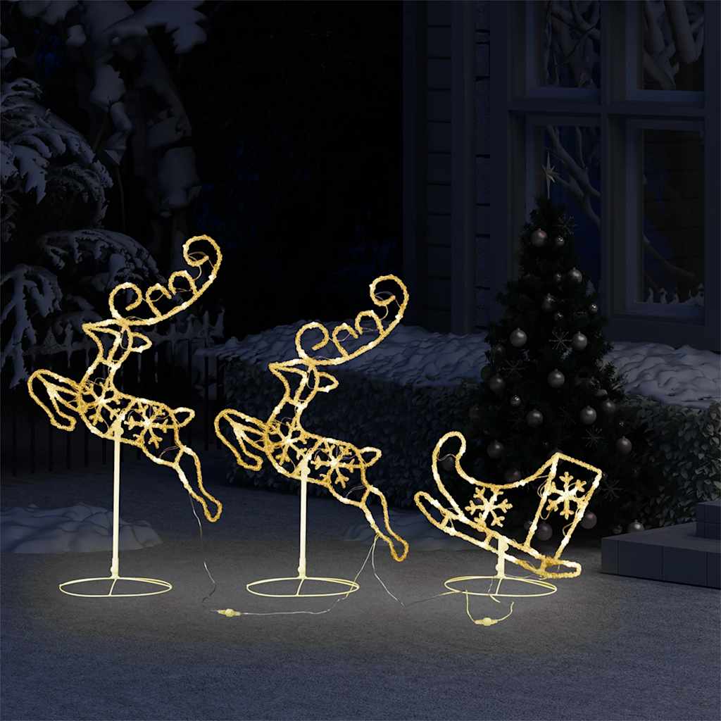 Decorazione Slitta Renne in Acrilico 260x21x87cm Bianco Caldo