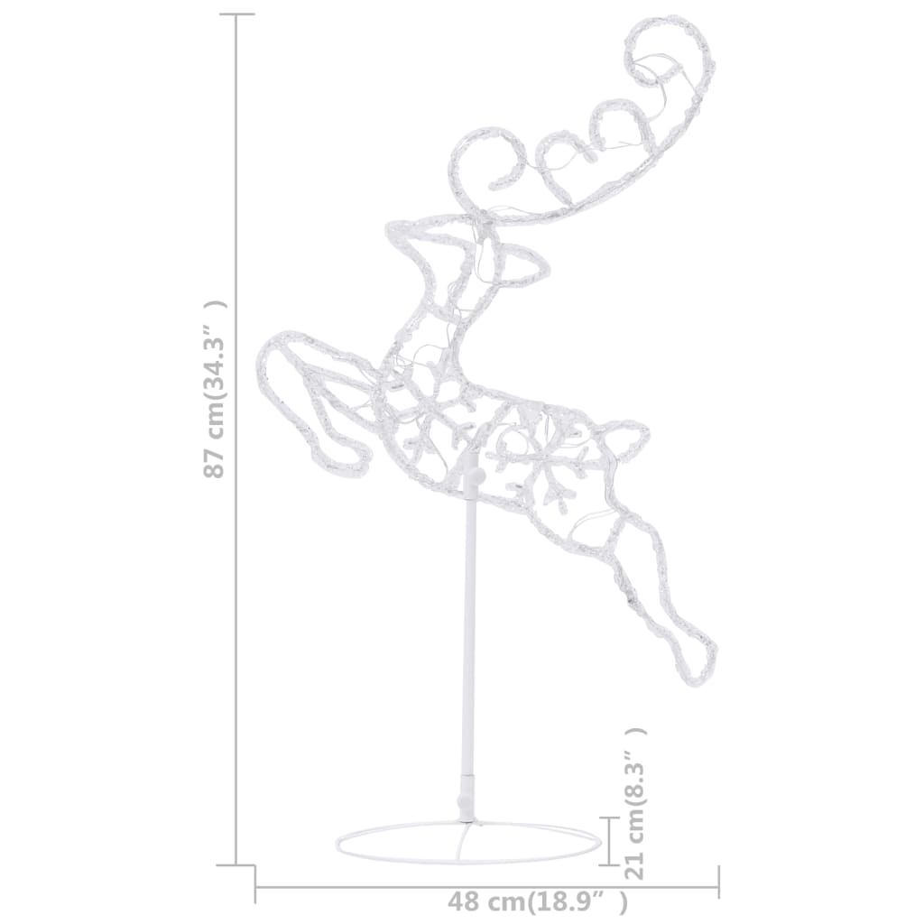 Decorazione Slitta Renne in Acrilico 260x21x87cm Bianco Freddo