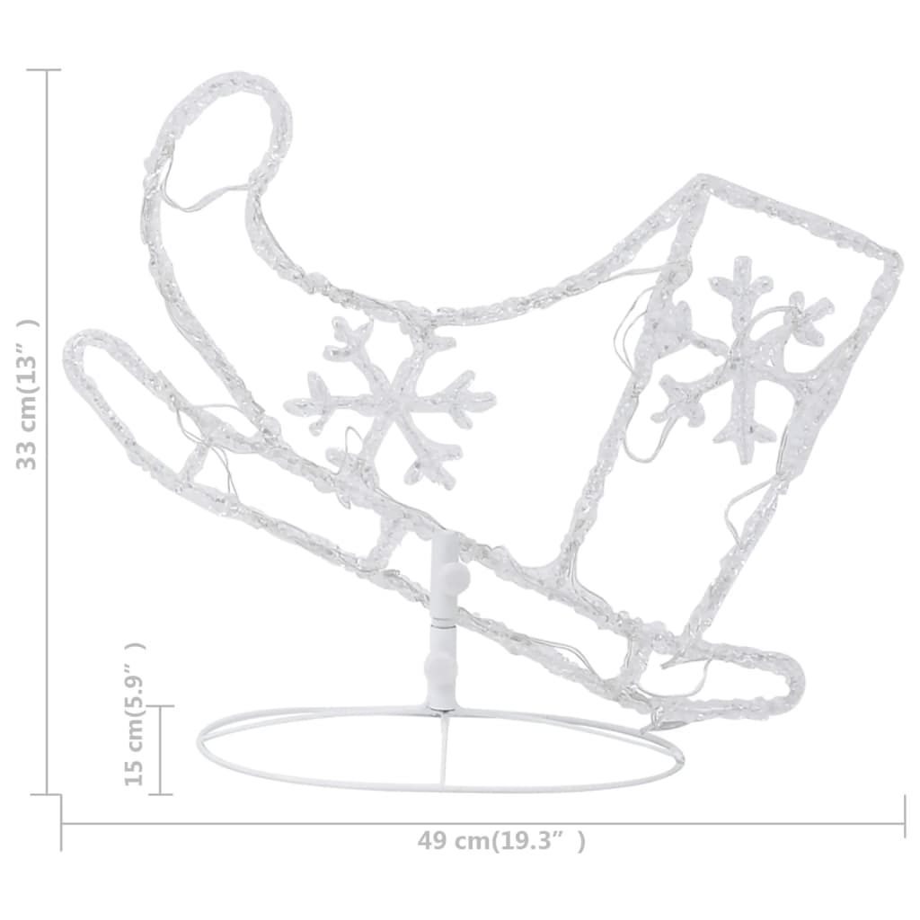 Decorazione Slitta Renne in Acrilico 260x21x87cm Bianco Freddo