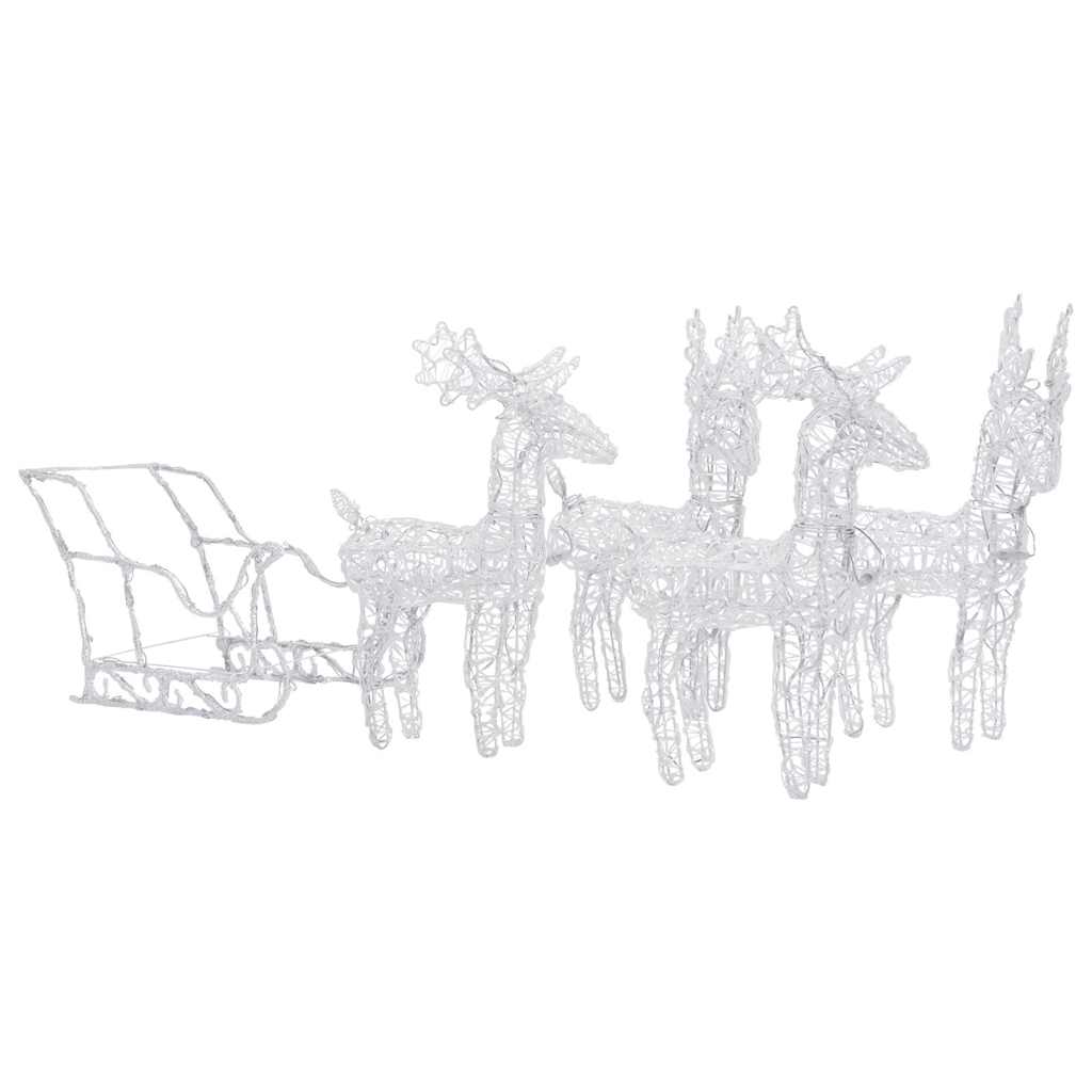 Decorazione Natalizia Renne e Slitta 280x28x55 cm in Acrilico