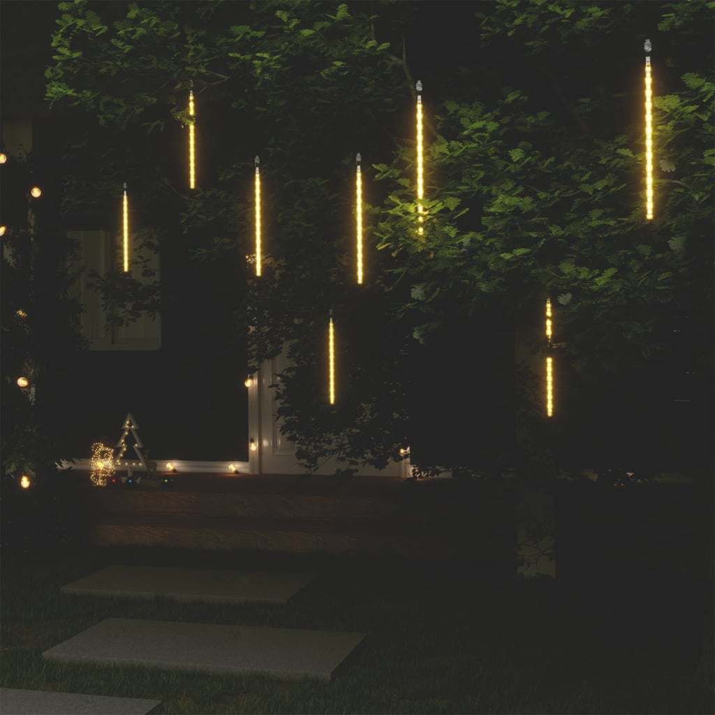 Luci Meteoriche 8 pz 30cm Bianco Caldo 192 LED Interni Esterni